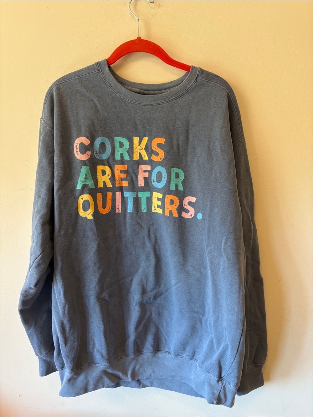 Comfort Colors Blue Crewneck Sweatshirt with Multicolor Lettering